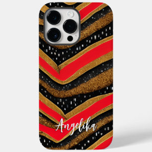Personalized Red and Gold Abstract Minimalist Case-Mate iPhone 14 Pro Max Case