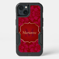 Personalized Red and Gold Asian Floral