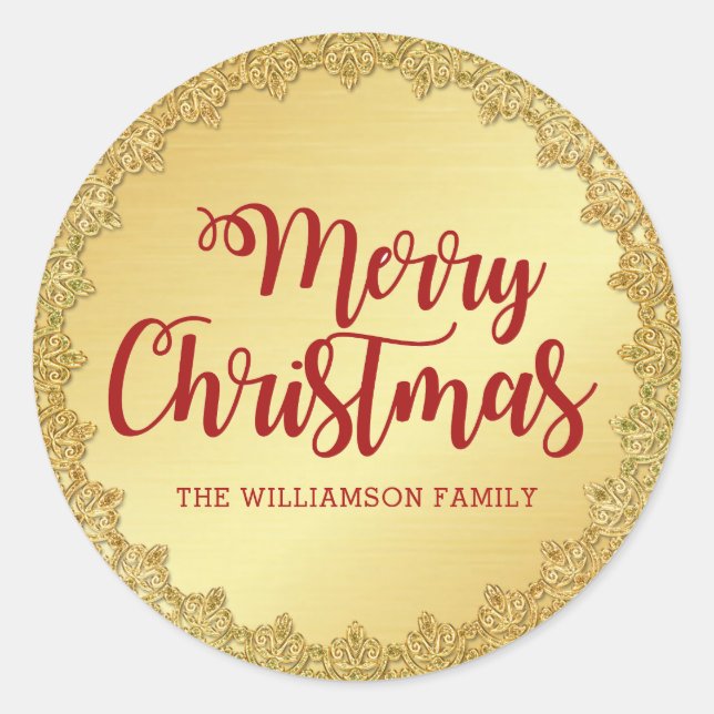 Personalized Red and Gold Christmas Envelope Seal (Front)