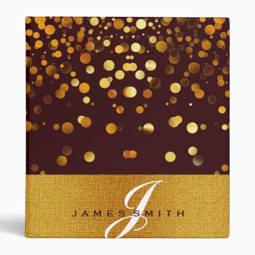 Personalized Red and Gold Faux Confetti Glitter 3 Ring Binder