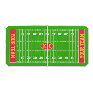 Personalized Red and Gold Football Pong Table
