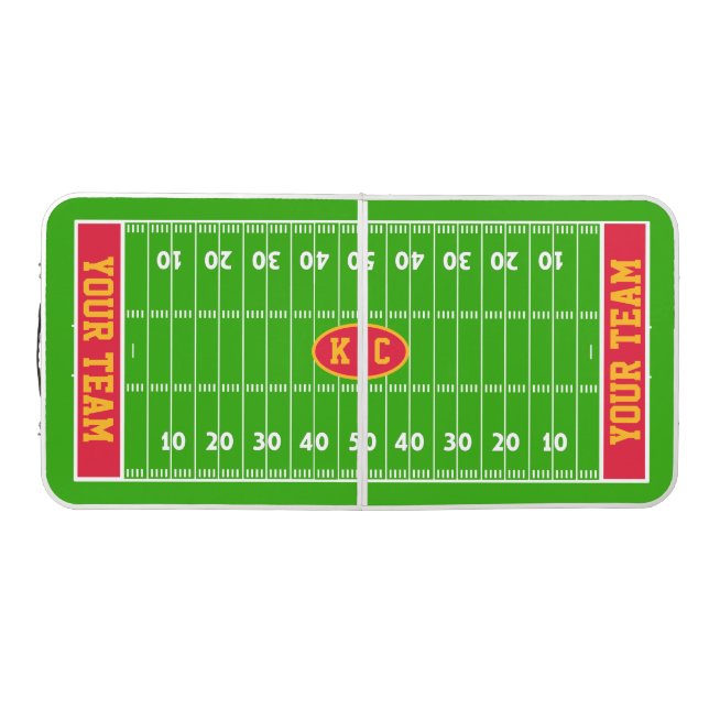 Personalized Red and Gold Football Pong Table (Top)