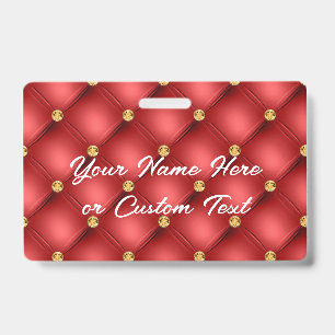 Personalized Red and Gold Name Badge Template
