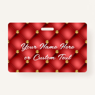 Personalized Red and Gold Name Badge Template