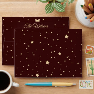 Personalized Red and Gold Starry Night Christmas Envelope