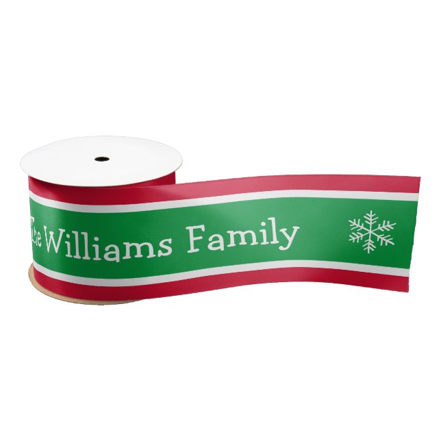 Personalized Red And Green Merry Christmas   Satin Ribbon (Spool)