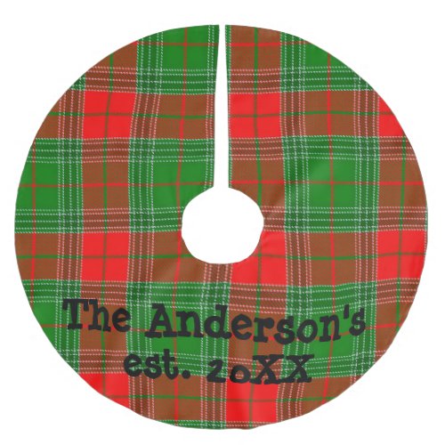 Personalized Red and Green Tartan Plaid Brushed Polyester Tree Skirt