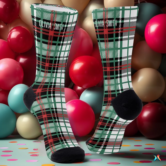 Personalized Red and Green Tartan Plaid Custom Socks (Creator Uploaded)
