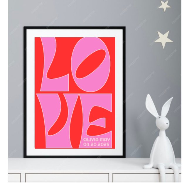 Personalized Red and Pink LOVE Nursery Poster (Creator Uploaded)