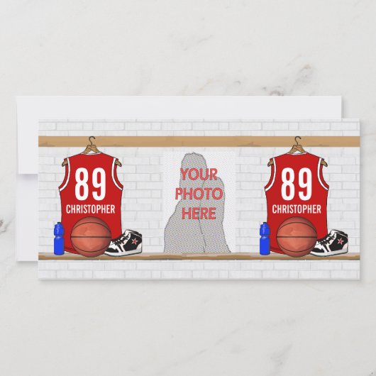 Personalized Red and White Basketball Jersey (Front)