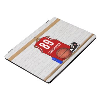 Personalized Red And White Basketball Jersey Ipad Pro Cover by giftsbonanza at Zazzle