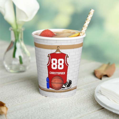 Personalized Red and white basketball jersey Paper Cups
