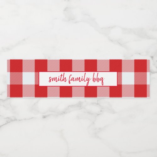 Personalized Red and White Buffalo Plaid Labels