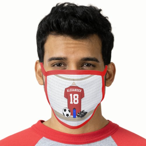 Personalized Red and White Football Soccer Face Mask