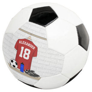 Personalized Red and White Football Soccer Jersey Ball