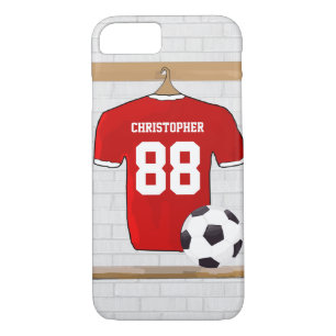 Personalized Red and White Football Soccer Jersey iPhone 8/7 Case