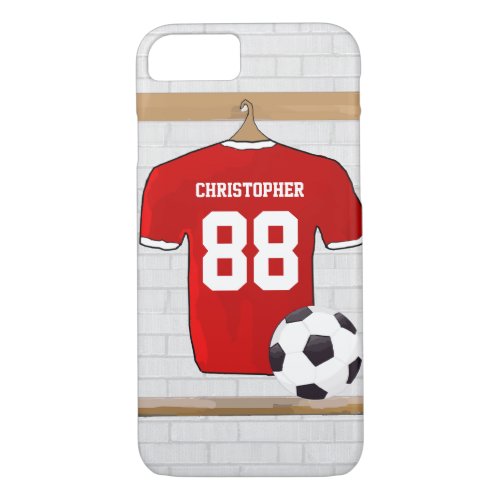 Personalized Red and White Football Soccer Jersey iPhone 87 Case