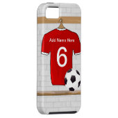 Personalized Red and White Football Soccer Jersey Case-Mate iPhone Case (Back/Right)