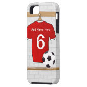 Personalized Red and White Football Soccer Jersey Case-Mate iPhone Case (Back Left)