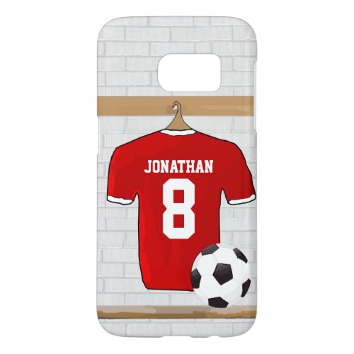 Personalized Red and White Football Soccer Jersey Samsung Galaxy S7 Case