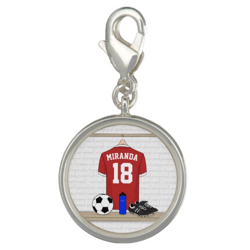 Personalized Red and White Football Soccer Jersey Charm