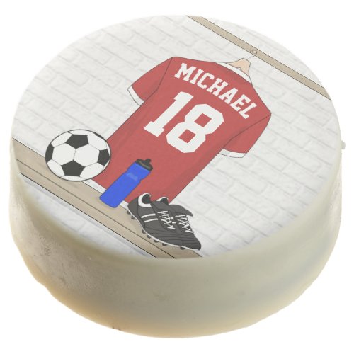 Personalized Red and White Football Soccer Jersey Chocolate Covered Oreo
