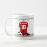 Personalized Red And White Football Soccer Jersey Coffee Mug at Zazzle