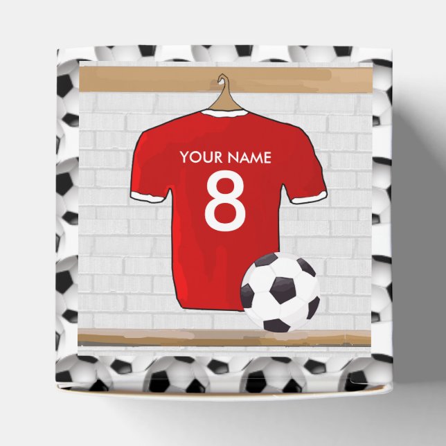 Personalized Red and White Football Soccer Jersey Favor Boxes (Top)