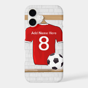 Personalized Red and White Football Soccer Jersey iPhone 17 Case