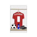 Personalized Red And White Football Soccer Jersey Light Switch Cover at Zazzle