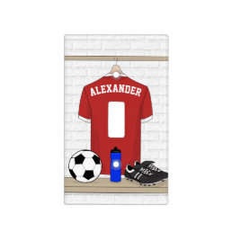 Personalized Red and White Football Soccer Jersey Light Switch Cover