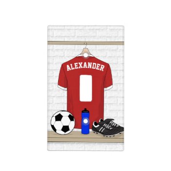 Personalized Red And White Football Soccer Jersey Light Switch Cover by giftsbonanza at Zazzle