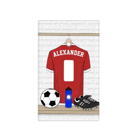 Personalized Red And White Football Soccer Jersey Light Switch Cover