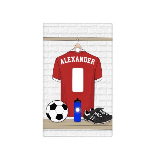 Personalized Red and White Football Soccer Jersey Light Switch Cover