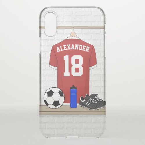 Personalized Red and White Football Soccer Jersey iPhone XS Case