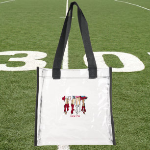 Personalized Red and White Game Day Alabama Ladies Clear Tote Bag