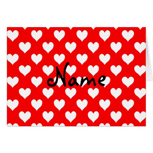 Personalized Red and White Heart Pattern Cards (Front Horizontal)