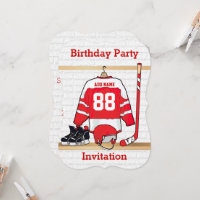 Personalized Red and White Ice Hockey Jersey