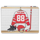 Personalized Red and White Ice Hockey Jersey iPad Air Cover Personalized Red and White Ice Hockey Jersey iPad Air Cover
