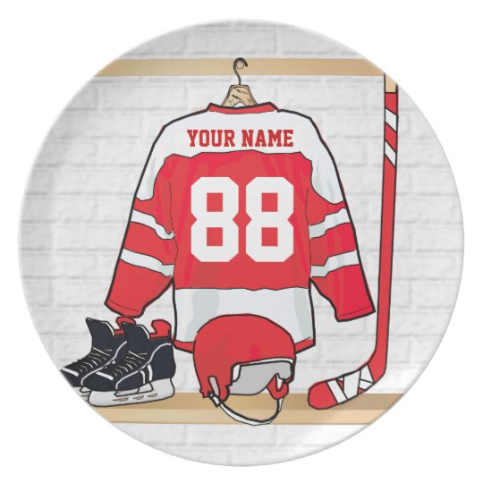 red and white hockey jersey