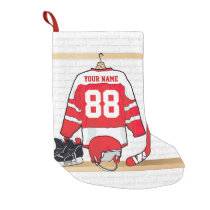 Personalized Red and White Ice Hockey Jersey Keychain