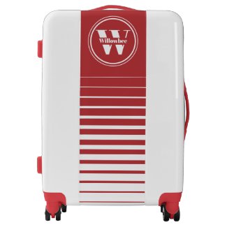 Personalized Red and White Monogram Retro Stripe