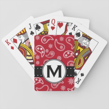 Personalized Red And White Paisley Pattern Country Playing Cards by PartyHearty at Zazzle
