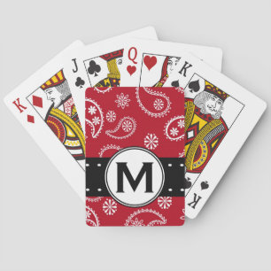 Personalized Red and White Paisley Pattern Country Poker Cards
