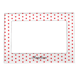 Personalized Red and White Polka Dot  Magnetic Frame