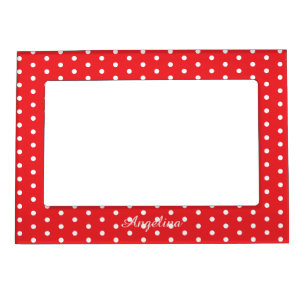 Personalized Red and White Polka Dot Magnetic Frame