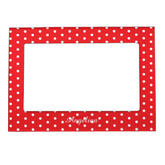 Personalized Red and White Polka Dot  Magnetic Frame