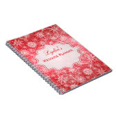 Personalized Red and White Snowflakes Notebook (Right Side)