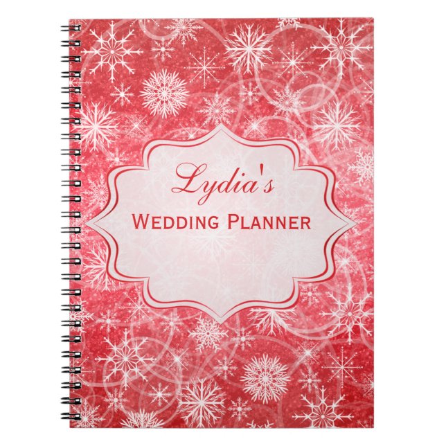 Personalized Red and White Snowflakes Notebook (Front)