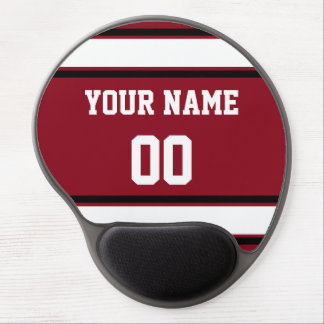 Personalized Red and White Sports Stripes Gel Mouse Pad